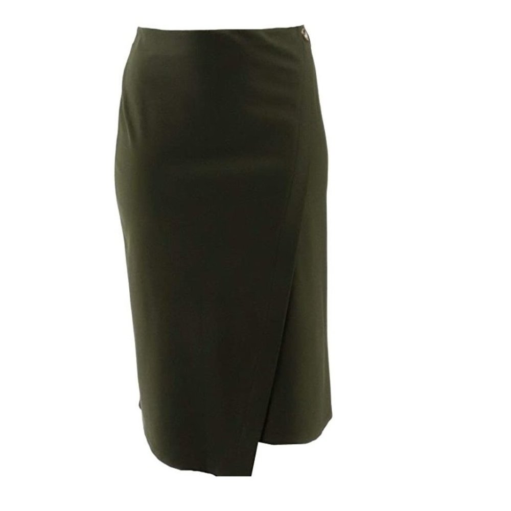 Slinky Brand Faux-Wrap Ponte Midi Skirt 689-919